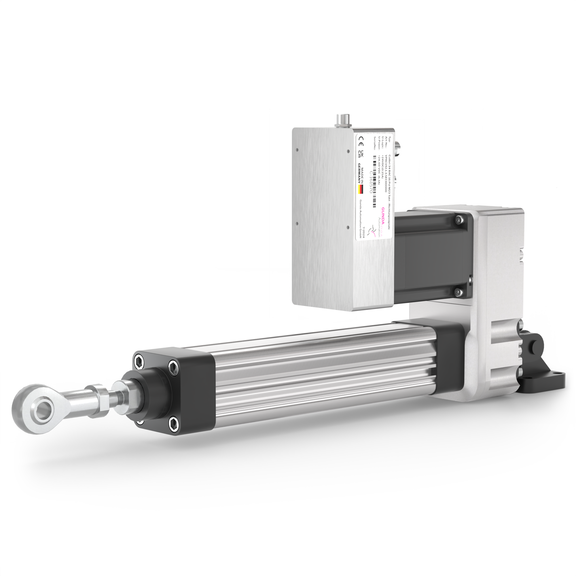 GUNDA Elektrozylinder mit Kolbenstange und angebautem Motor