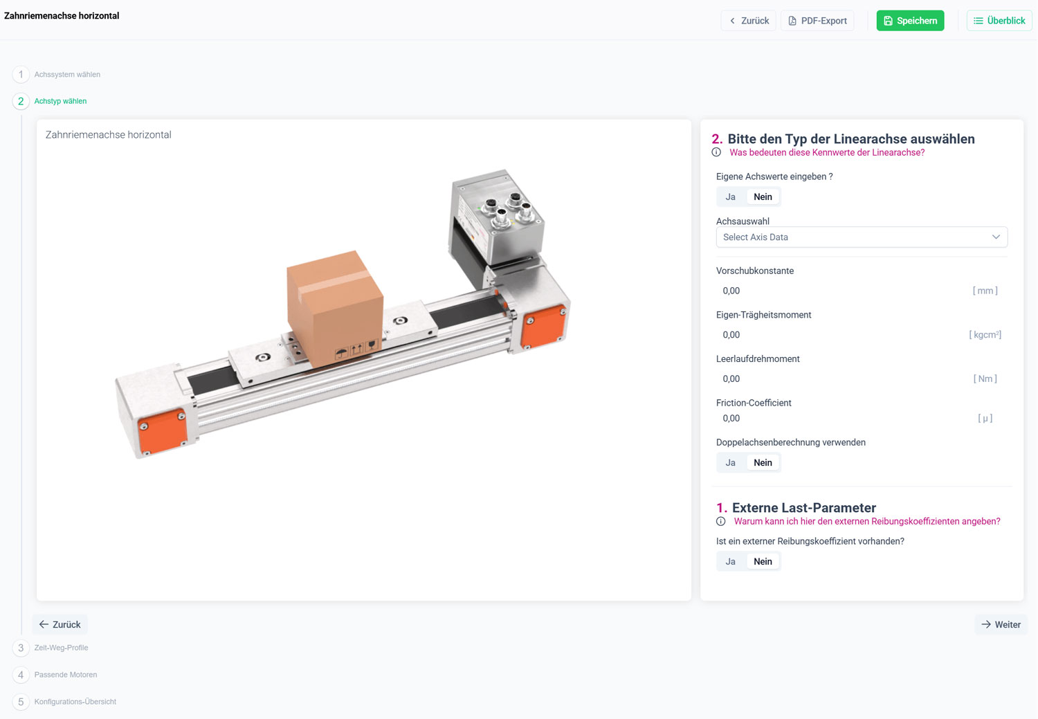 MotorFinder Schritt 2: Achstyp w&auml;hlen